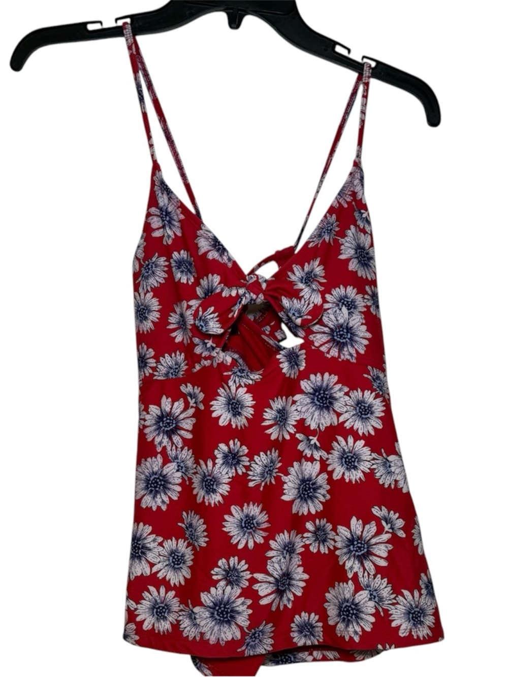 True‎ Craft Red Floral Tie-Front Spaghetti Strap Cami